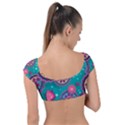 Floral Pattern Abstract Colorful Flow Oriental Spring Summer Cap Sleeve Ring Bikini Top View2