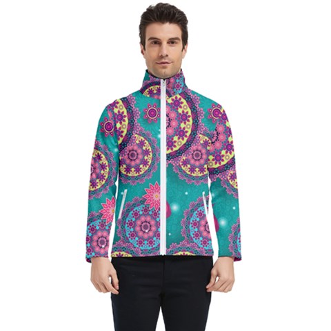 Floral Pattern Abstract Colorful Flow Oriental Spring Summer Men s Bomber Jacket by Cemarart