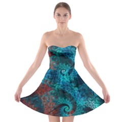 Fractal Art Spiral Ornaments Pattern Strapless Bra Top Dress by Cemarart