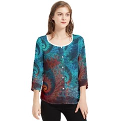 Fractal Art Spiral Ornaments Pattern Chiffon Quarter Sleeve Blouse by Cemarart