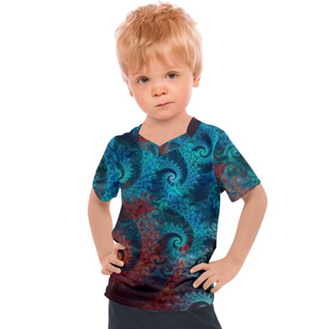 Fractal Art Spiral Ornaments Pattern Kids  Sports T-shirt by Cemarart