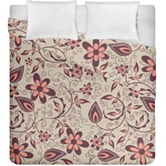 Violet Floral Pattern Flowers Vintage Flora Patterns Duvet Cover Double Side (king Size) by Cemarart