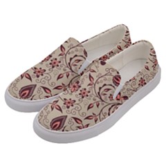 Violet Floral Pattern Flowers Vintage Flora Patterns Men s Canvas Slip Ons by Cemarart