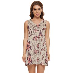 Violet Floral Pattern Flowers Vintage Flora Patterns Tiered Sleeveless Mini Dress