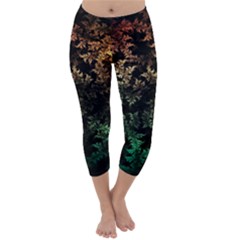 Fractal Patterns Gradient Colorful Capri Winter Leggings  by Cemarart