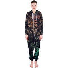 Fractal Patterns Gradient Colorful Hooded Jumpsuit (ladies) by Cemarart