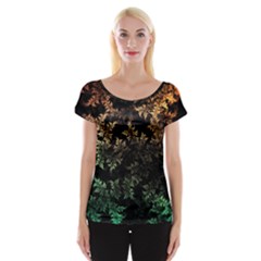 Fractal Patterns Gradient Colorful Cap Sleeve Top by Cemarart