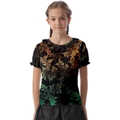 Fractal Patterns Gradient Colorful Kids  Frill Chiffon Blouse by Cemarart