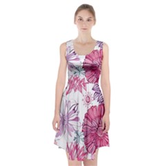 Violet Floral Pattern Racerback Midi Dress by Cemarart