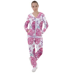 Violet Floral Pattern Women s Tracksuit by Cemarart