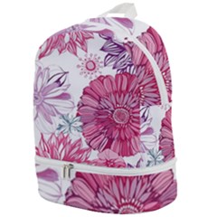 Violet Floral Pattern Zip Bottom Backpack by Cemarart