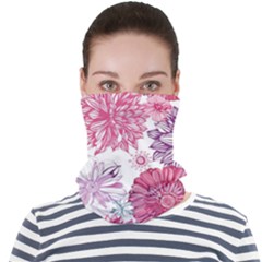 Violet Floral Pattern Face Seamless Bandana (adult) by Cemarart