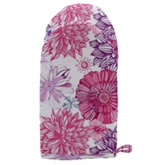 Violet Floral Pattern Microwave Oven Glove by Cemarart