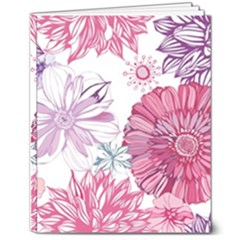 Violet Floral Pattern 8  X 10  Softcover Notebook by Cemarart