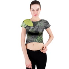 Leaves Floral Pattern Nature Crew Neck Crop Top by Cemarart