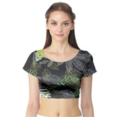 Leaves Floral Pattern Nature Short Sleeve Crop Top by Cemarart