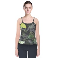 Leaves Floral Pattern Nature Velvet Spaghetti Strap Top by Cemarart