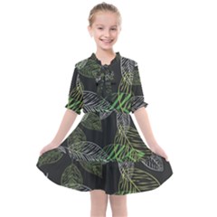 Leaves Floral Pattern Nature Kids  All Frills Chiffon Dress by Cemarart