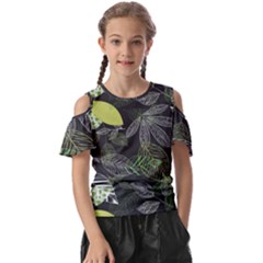 Leaves Floral Pattern Nature Kids  Butterfly Cutout T-shirt by Cemarart