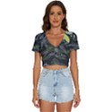 Leaves Floral Pattern Nature V-Neck Crop Top View1