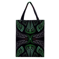 Fractal Green Black 3d Art Floral Pattern Classic Tote Bag by Cemarart