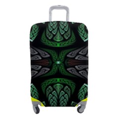 Fractal Green Black 3d Art Floral Pattern Luggage Cover (small) by Cemarart