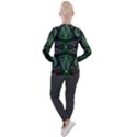 Fractal Green Black 3d Art Floral Pattern Casual Zip Up Jacket View2