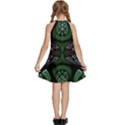 Fractal Green Black 3d Art Floral Pattern Kids  Halter Collar Waist Tie Chiffon Dress View4