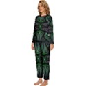 Fractal Green Black 3d Art Floral Pattern Womens  Long Sleeve Lightweight Pajamas Set View2