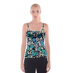 Blue Flower Floral Flora Naure Pattern Spaghetti Strap Top by Cemarart