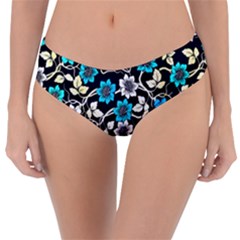 Blue Flower Floral Flora Naure Pattern Reversible Classic Bikini Bottoms by Cemarart