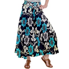 Blue Flower Floral Flora Naure Pattern Women s Satin Palazzo Pants by Cemarart