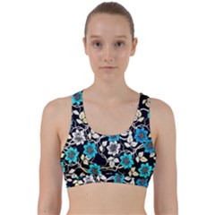 Blue Flower Floral Flora Naure Pattern Back Weave Sports Bra by Cemarart