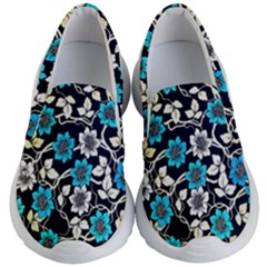 Blue Flower Floral Flora Naure Pattern Kids Lightweight Slip Ons by Cemarart