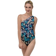 Blue Flower Floral Flora Naure Pattern To One Side Swimsuit by Cemarart