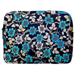 Blue Flower Floral Flora Naure Pattern Make Up Pouch (large) by Cemarart