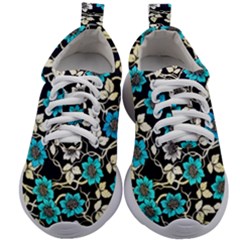 Blue Flower Floral Flora Naure Pattern Kids Athletic Shoes by Cemarart