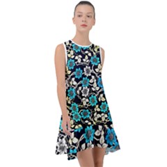 Blue Flower Floral Flora Naure Pattern Frill Swing Dress by Cemarart