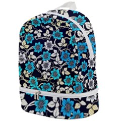 Blue Flower Floral Flora Naure Pattern Zip Bottom Backpack by Cemarart