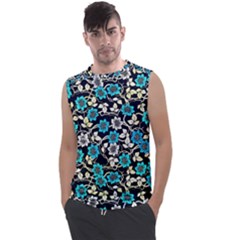 Blue Flower Floral Flora Naure Pattern Men s Regular Tank Top by Cemarart