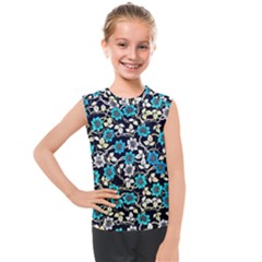 Blue Flower Floral Flora Naure Pattern Kids  Mesh Tank Top by Cemarart