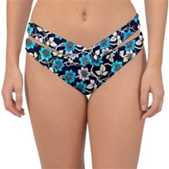 Blue Flower Floral Flora Naure Pattern Double Strap Halter Bikini Bottoms by Cemarart