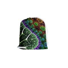 Digital Art Fractal Abstract Artwork 3d Floral Pattern Waves Vortex Sphere Nightmare Drawstring Pouch (small) by Cemarart