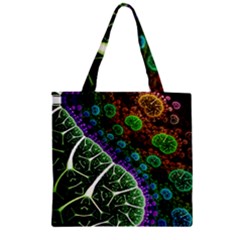 Digital Art Fractal Abstract Artwork 3d Floral Pattern Waves Vortex Sphere Nightmare Zipper Grocery Tote Bag by Cemarart