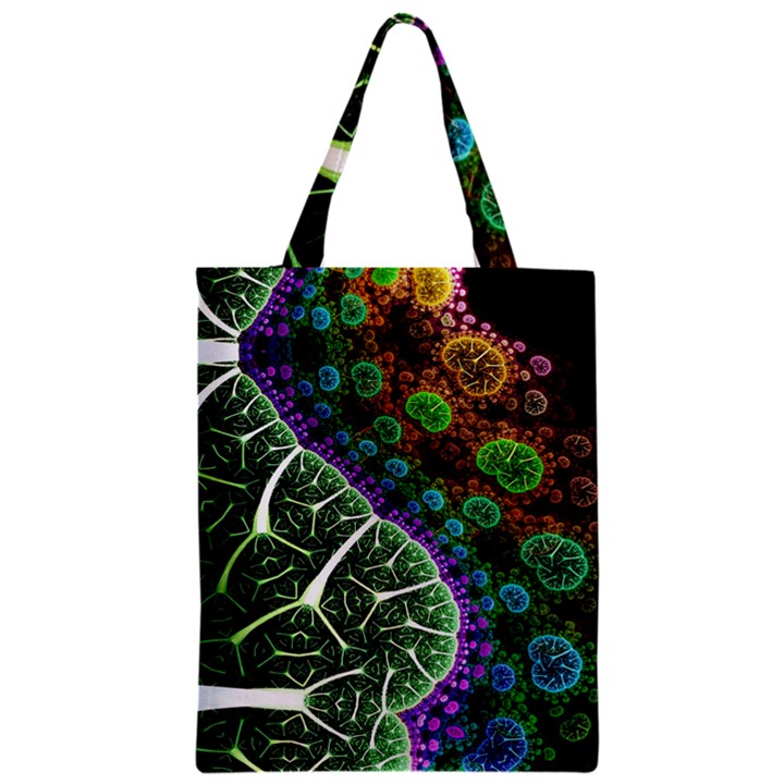 Digital Art Fractal Abstract Artwork 3d Floral Pattern Waves Vortex Sphere Nightmare Zipper Classic Tote Bag