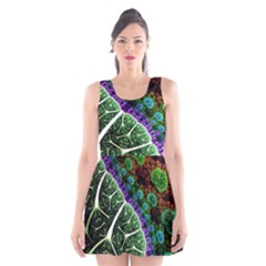 Digital Art Fractal Abstract Artwork 3d Floral Pattern Waves Vortex Sphere Nightmare Scoop Neck Skater Dress by Cemarart