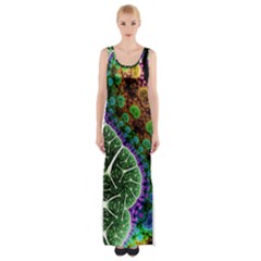 Digital Art Fractal Abstract Artwork 3d Floral Pattern Waves Vortex Sphere Nightmare Thigh Split Maxi Dress by Cemarart