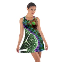 Digital Art Fractal Abstract Artwork 3d Floral Pattern Waves Vortex Sphere Nightmare Cotton Racerback Dress by Cemarart