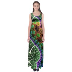 Digital Art Fractal Abstract Artwork 3d Floral Pattern Waves Vortex Sphere Nightmare Empire Waist Maxi Dress by Cemarart