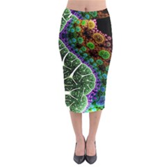 Digital Art Fractal Abstract Artwork 3d Floral Pattern Waves Vortex Sphere Nightmare Midi Pencil Skirt by Cemarart